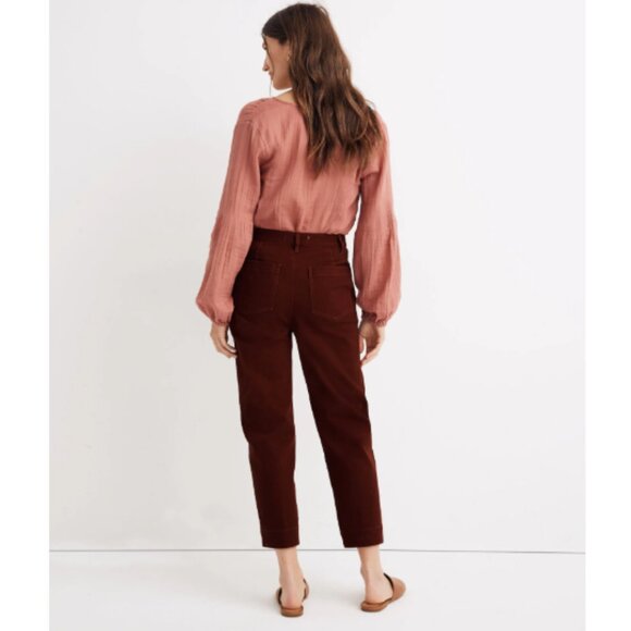Madewell Burgundy Cropped Tapered Pants - Picture 3 of 7